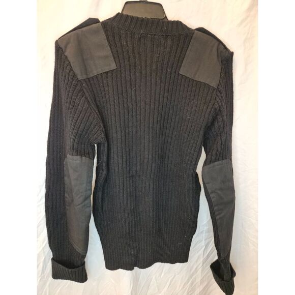 Jack Young & Associates Black Wool V-Neck Uniform Sweater Elbow Patches Size 40 - Picture 4 of 7